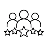 group of people with stars icon