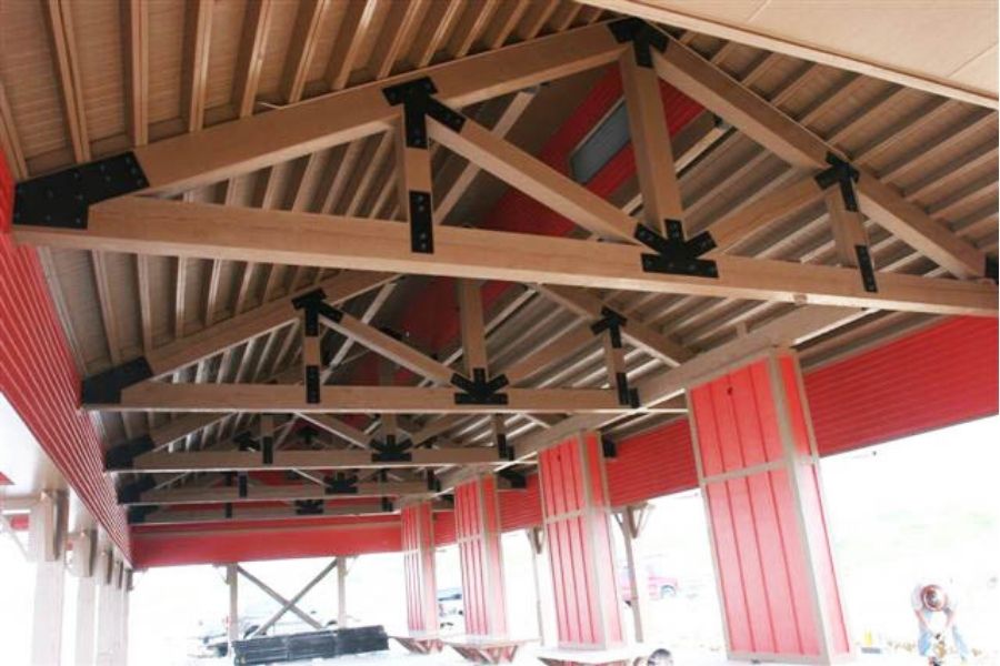 white trusses under cover